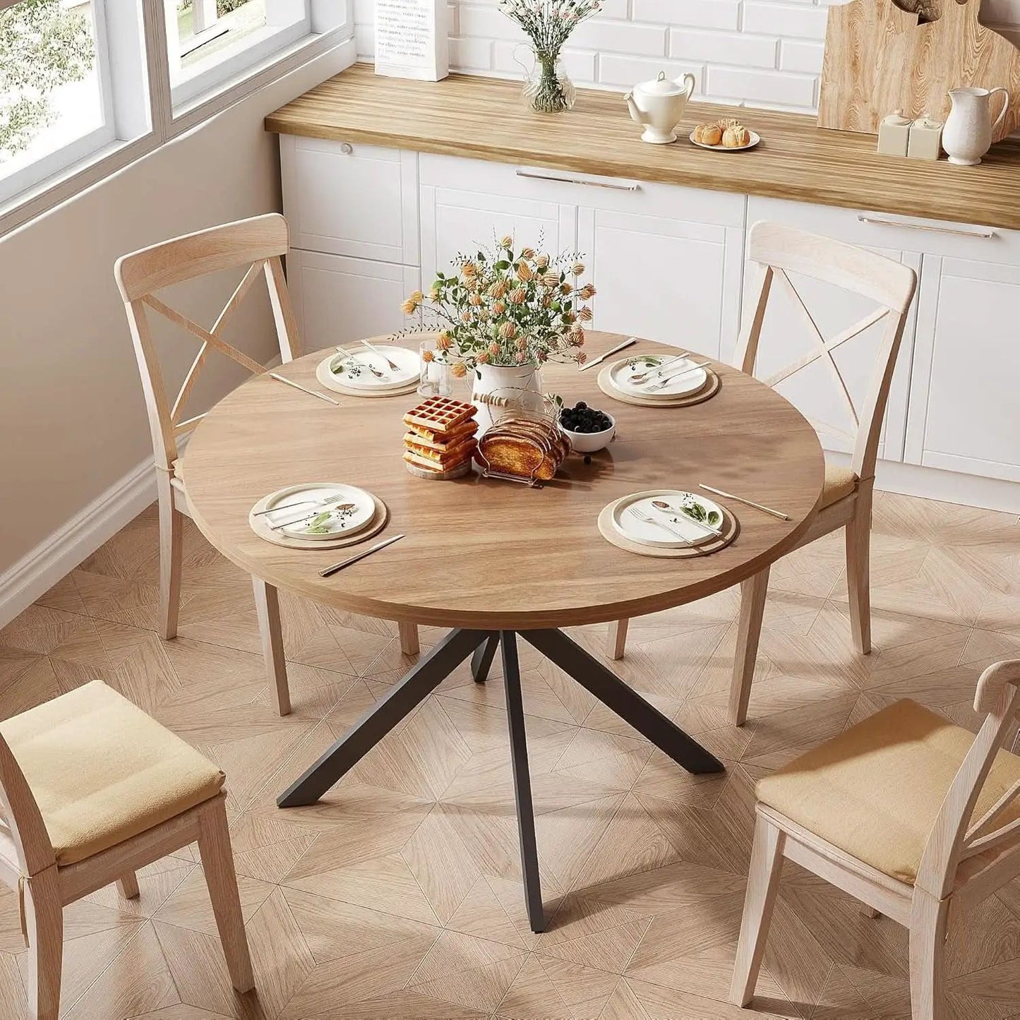 Walnut Dining Table For Four Farmhouse Kitchen Rustic from PriceLows™