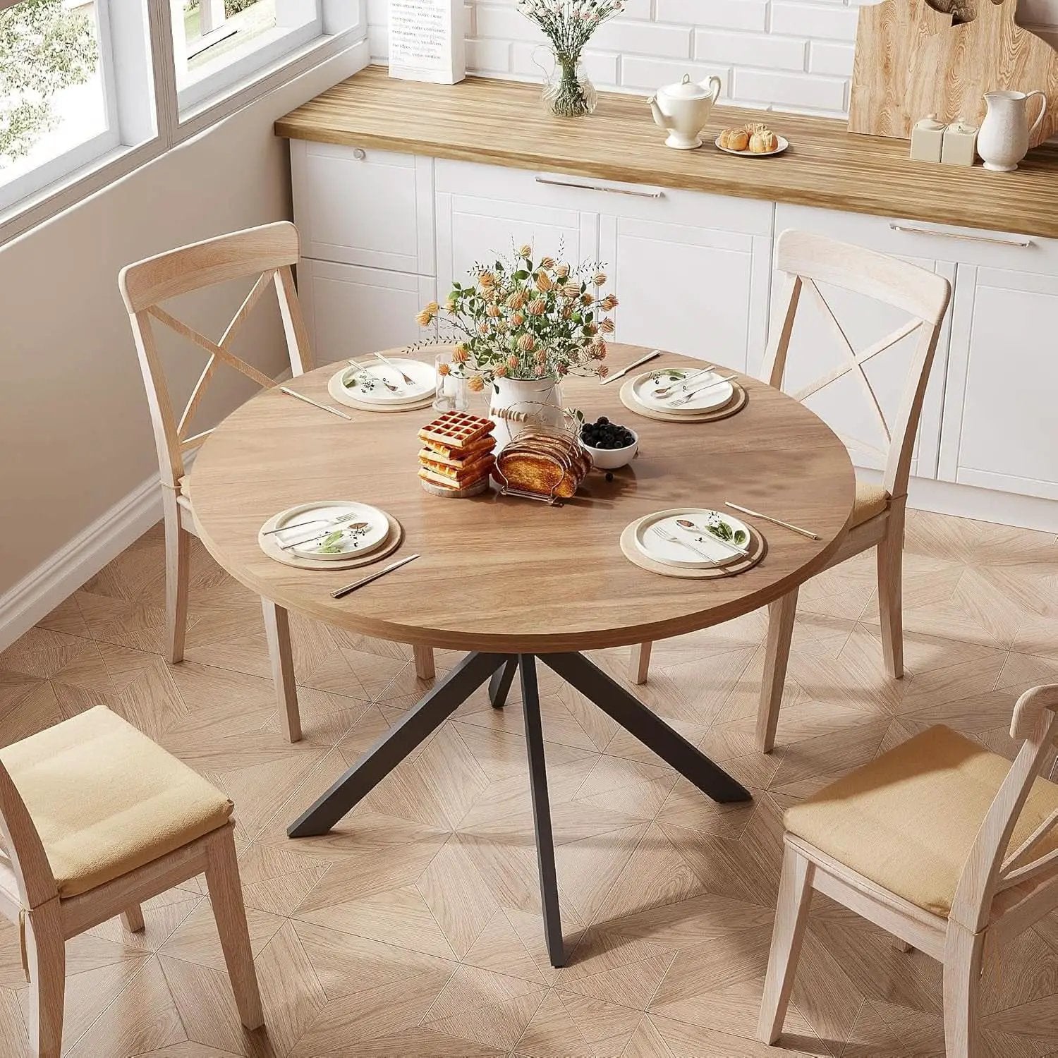 Walnut Dining Table For Four Farmhouse Kitchen Rustic from PriceLows™