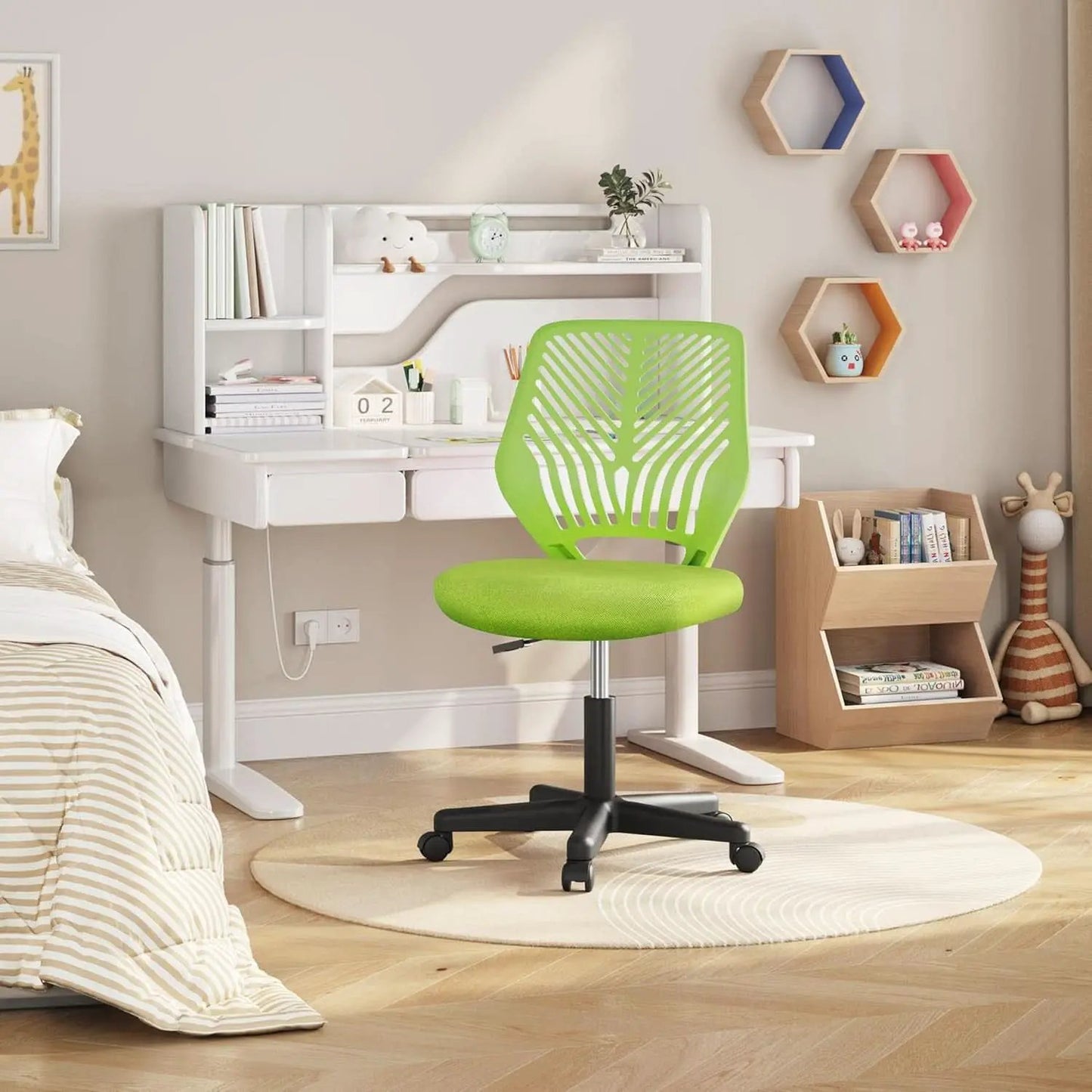 Kids Desk Chair Green Swivel Task Chair With Lumbar Support from PriceLows™