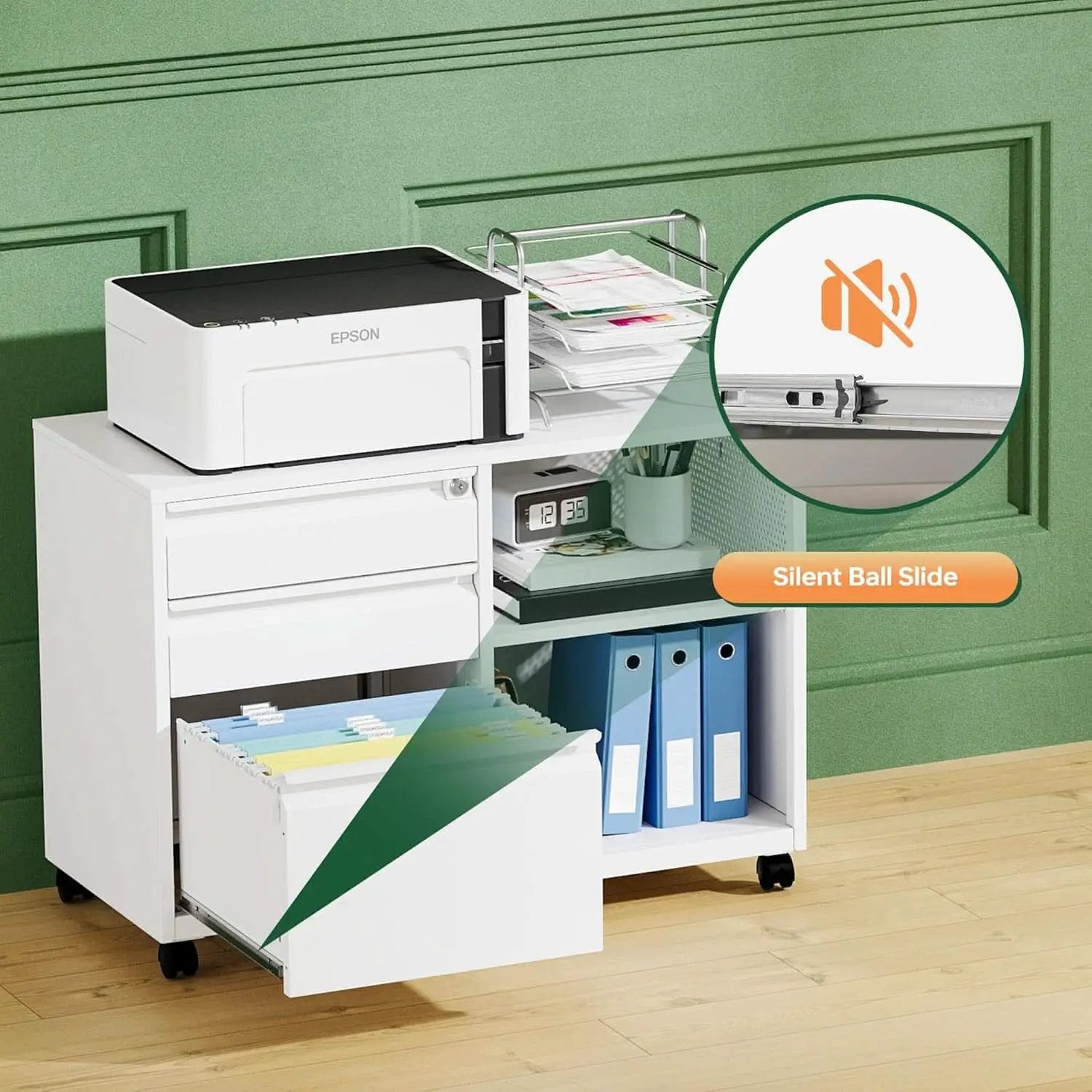 White Locking 3 Drawer File Cabinet For Home Office from PriceLows™