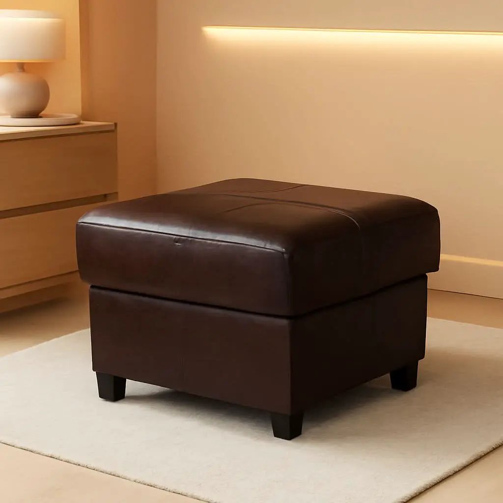 Brown Folding Storage Bench Ottoman Hidden Compartments from PriceLows™