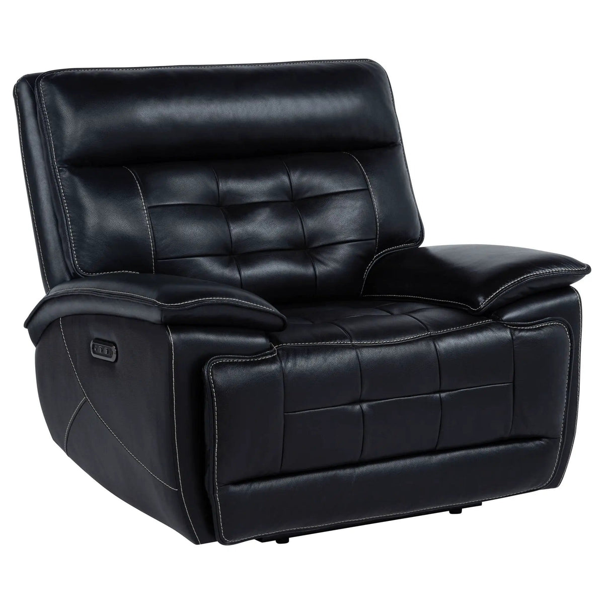 Hewitt Leather Upholstered Dual Power Recliner Chair | 45.25 x 65.25 x 40.25 in | Leather | Black