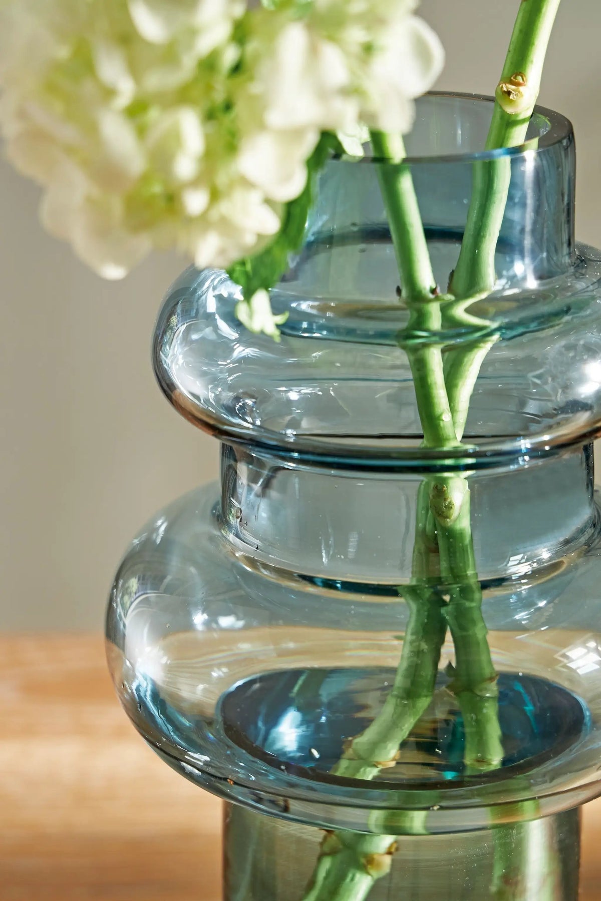 Vallmen Blue Blown Glass Vase | Statement-Making Accent | Contemporary Design | 8 Inch Width