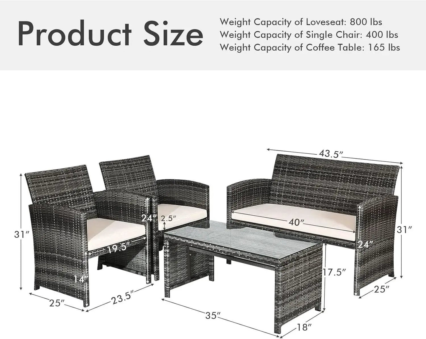Weather Resistant Rattan Patio Furniture Set for Outdoors from PriceLows™