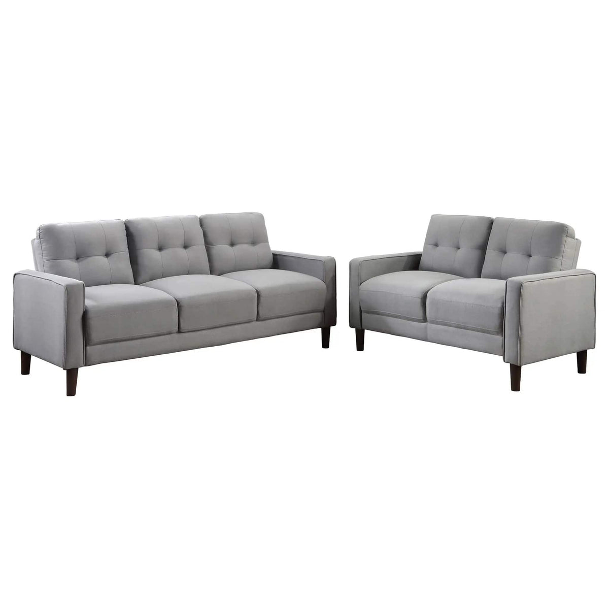 Bowen 2-piece Upholstered Track Arm Tufted Sofa Set | 2-Piece Set | Fabric | Grey