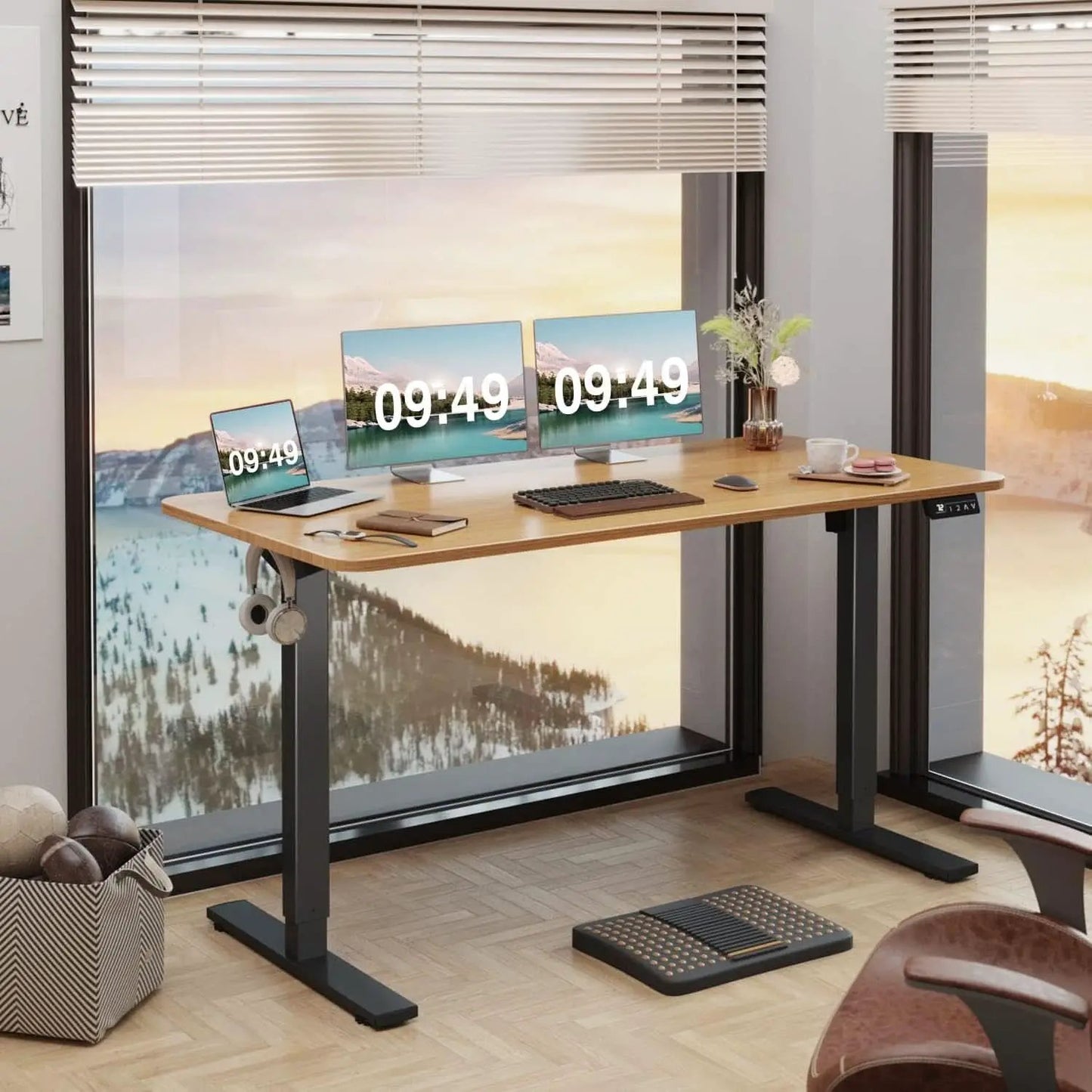 Electric Height Adjustable Standing Desk 55x24 Memory Preset from PriceLows™