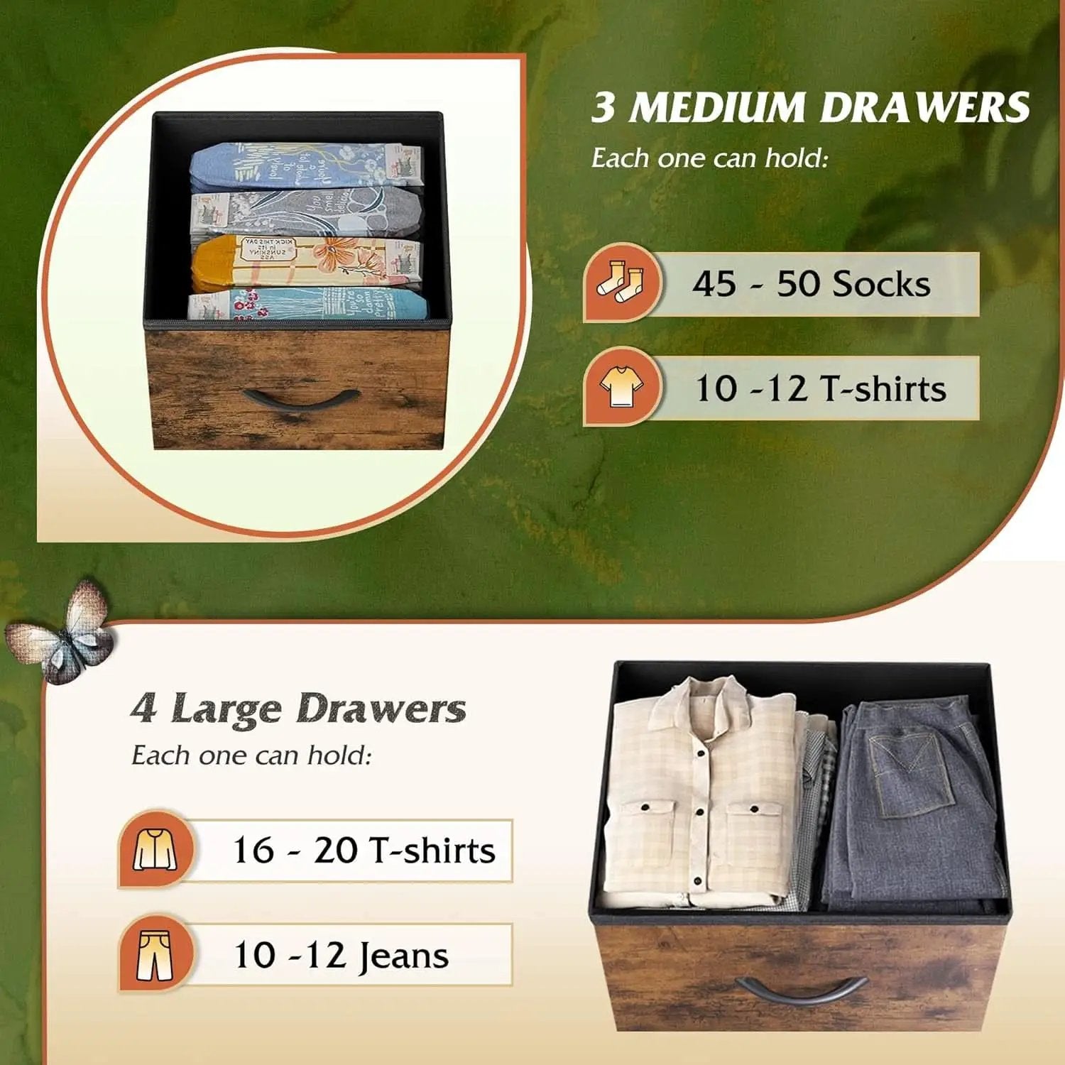 Rustic Fabric Dresser TV Stand With Wood Top And Metal Frame from PriceLows™
