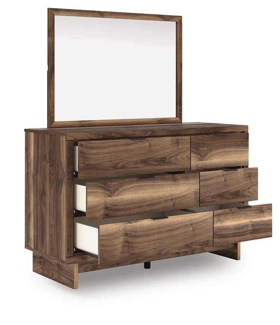 Chirason Dresser And Mirror | Dresser & Mirror | Engineered Wood & Walnut | Brown