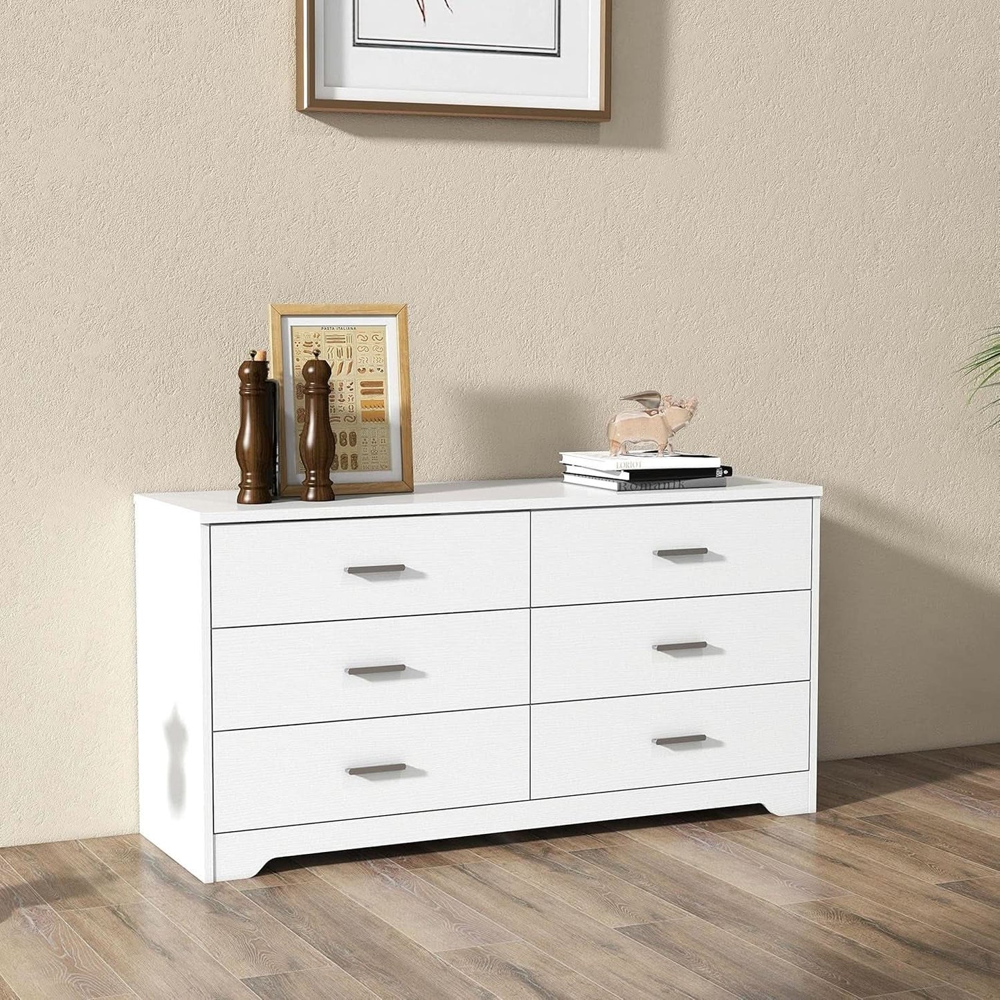 White Wooden 5 Drawer And 6 Drawer Dresser With Side By Side Layout from PriceLows™