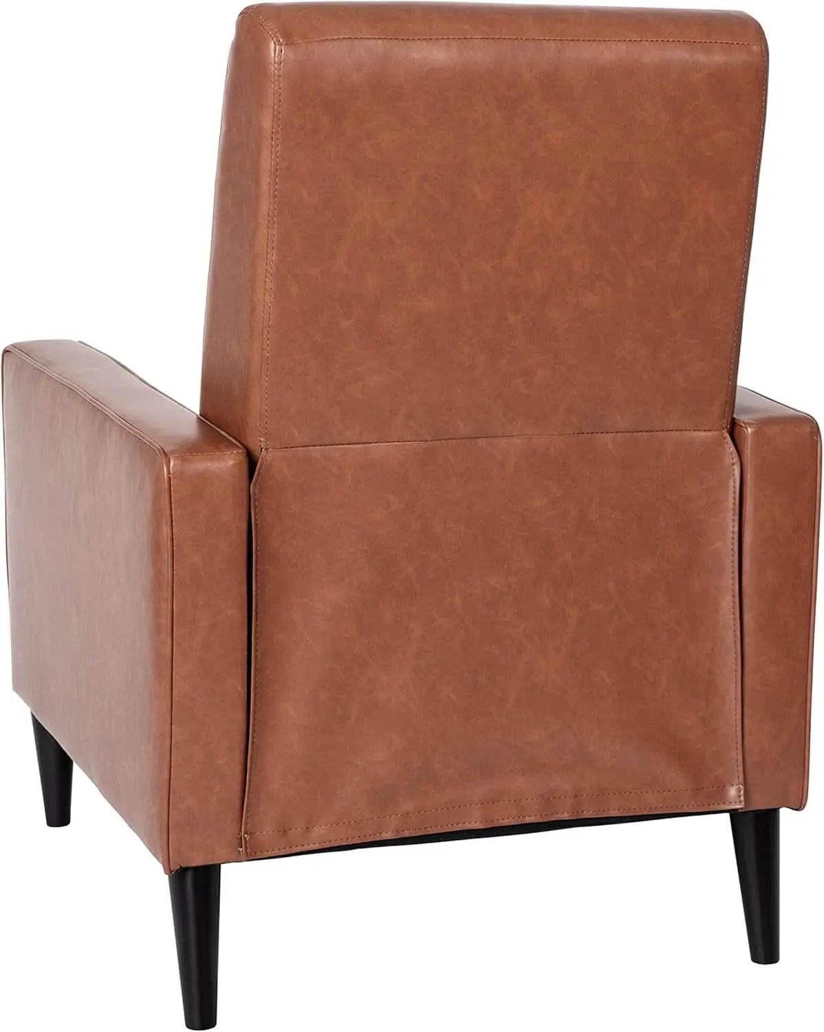 Erza Cognac Brown Leathersoft Pushback Mid Century Modern Recliner Chair from PriceLows™