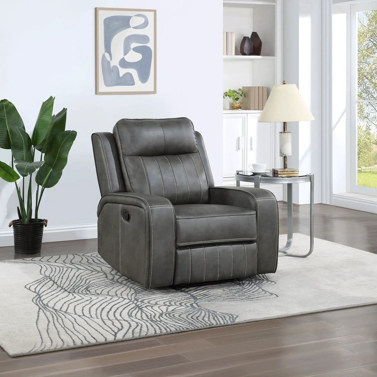 Raelynn Upholstered Track Arm Recliner Reclining Chair | 35.75 x 40.5 x 41.25 in | Living Room Furniture | Grey