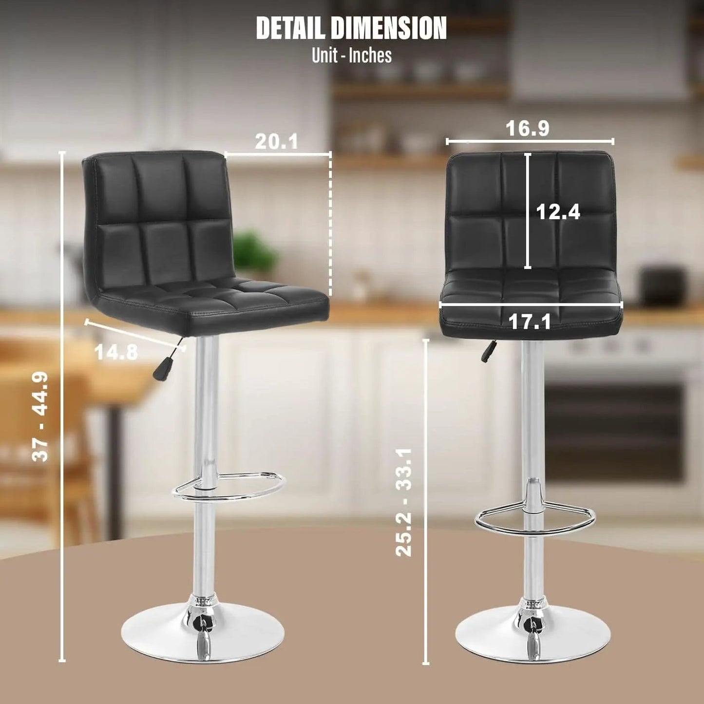 Counter Height Black Bar Stools Set Of 2 For Kitchen from PriceLows™