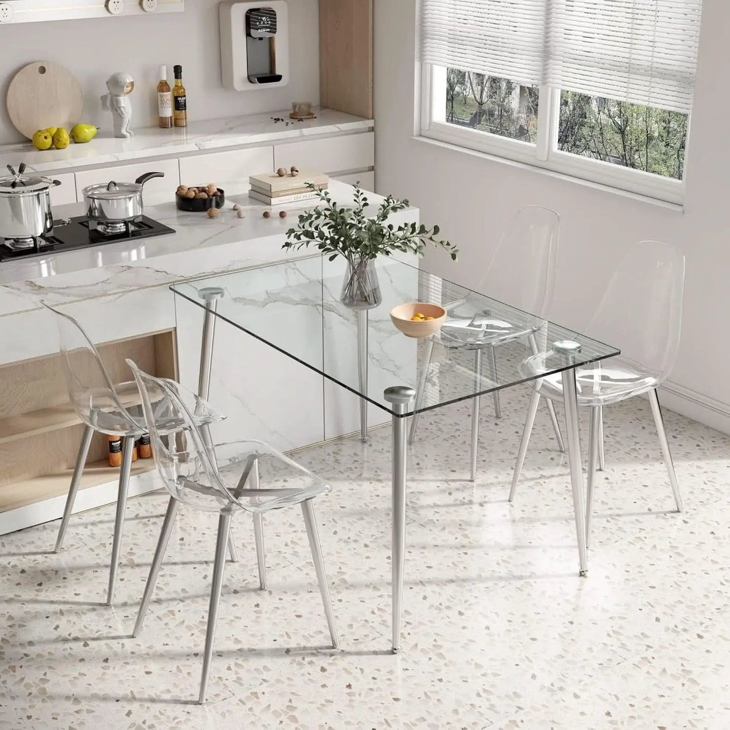 Clear Acrylic Dining Chairs Set Of 4 With Metal Legs from PriceLows™