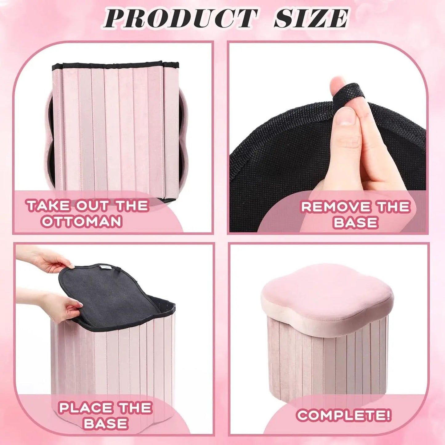 Flower Shaped Velvet Foldable Storage Ottoman Pink from PriceLows™