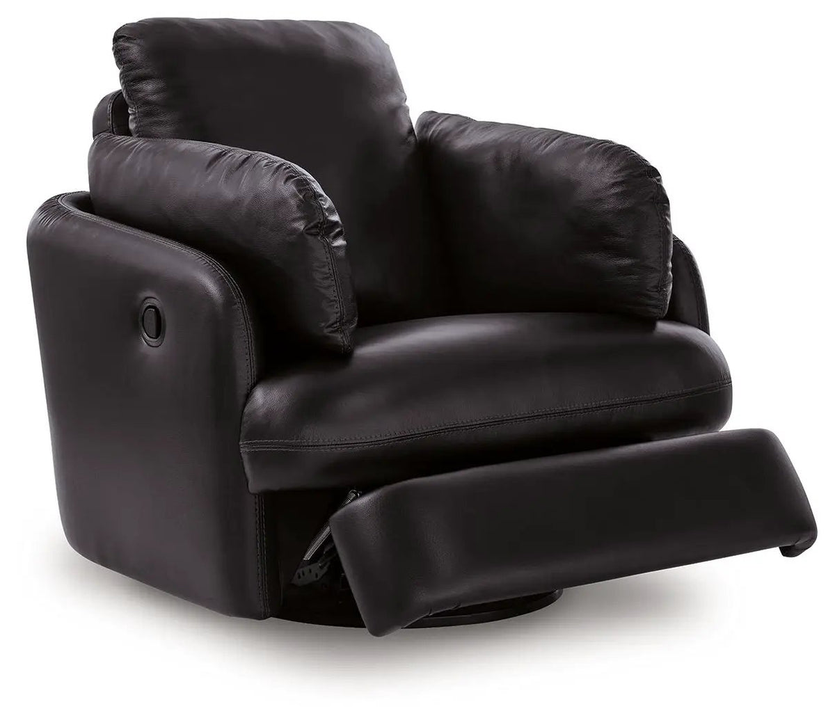 Swivel Glider Recliner | Top Grain Leather | One Pull Reclining | Black