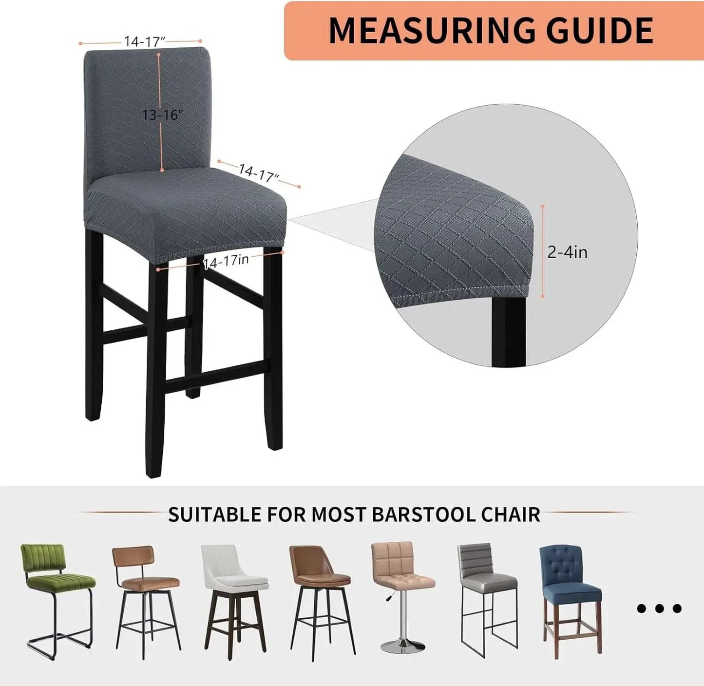 Waterproof Bar Stool Covers Grey Slipcovers 4 Pack Set from PriceLows™