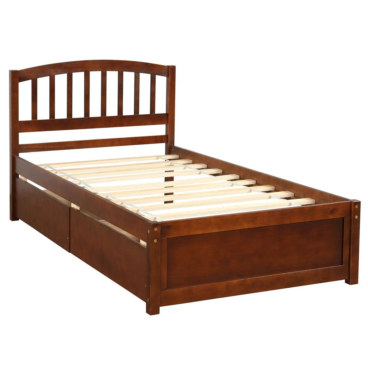 Platform Storage Bed | Wood Frame | Two Drawers | Headboard And Footboard
