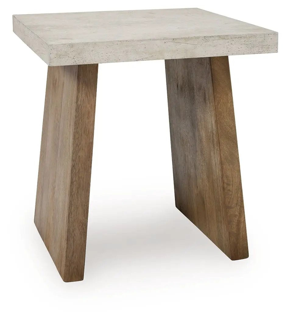 Brendalhouse Rectangular Cocktail Table | Faux Cement Tabletop | Double Plinth Base | Casual Contemporary