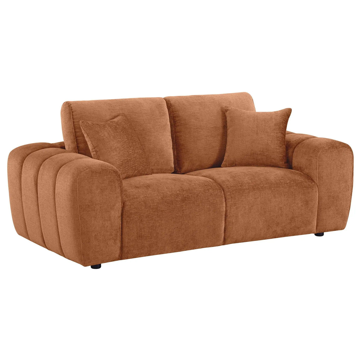 Burnett 2-piece Chenille Upholstered Sofa Set | 2-Piece Set | Rubberwood & Engineered Wood | Burnt Orange