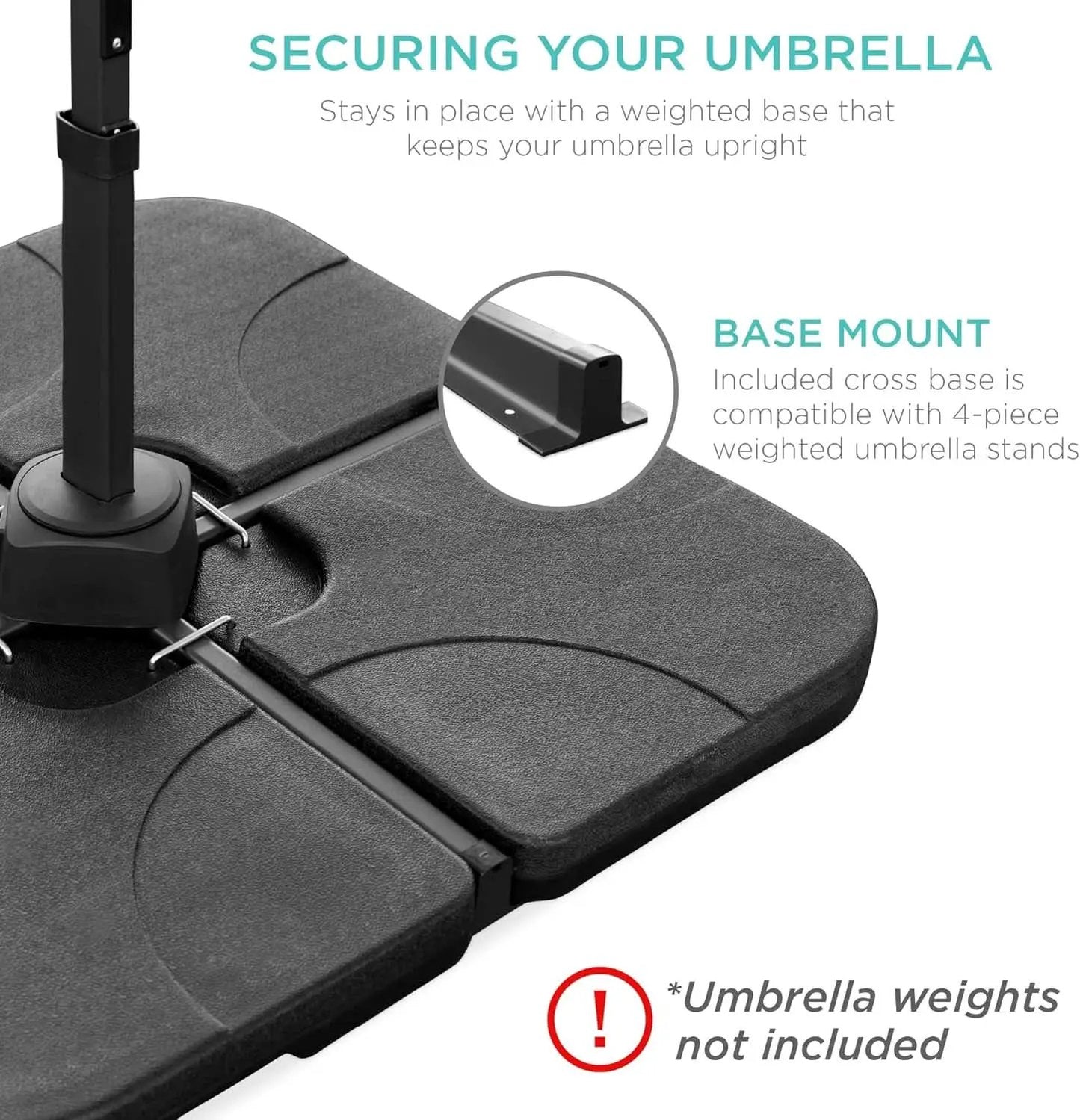 10 Foot Solar LED Cantilever Patio Umbrella With Lights Cross Base For Outdoor Use from PriceLows™