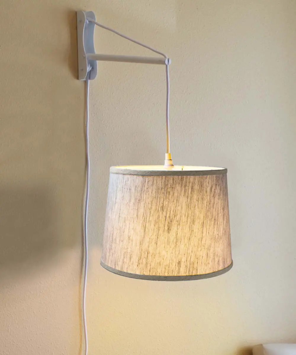 Wall Mount Pendant Light | 14 Inch | Textured Oatmeal Shade | Single Light