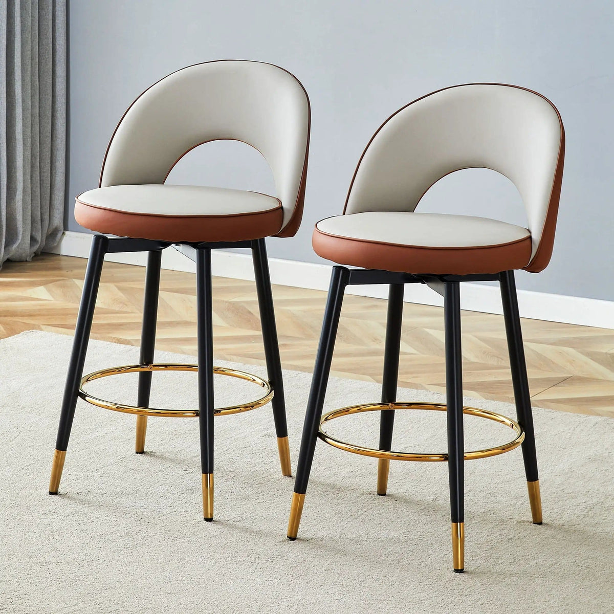 Upholstered Rotatable Bar Chair With Metal Legs For Dining Room Stool Set | Stool Set | Metal | Dining Room