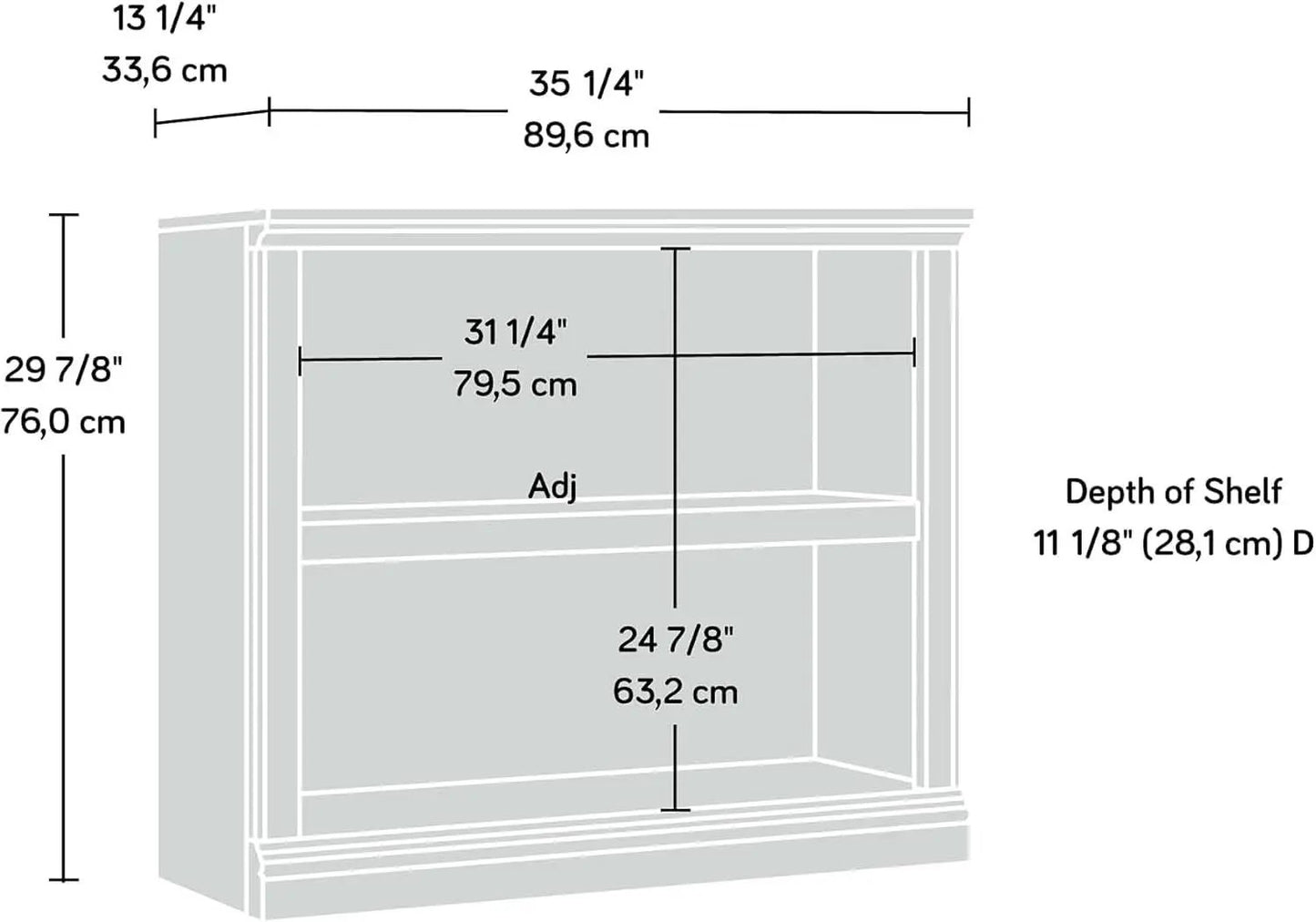Two Shelf Bookcase Estate Black Finish For Home Office from PriceLows™