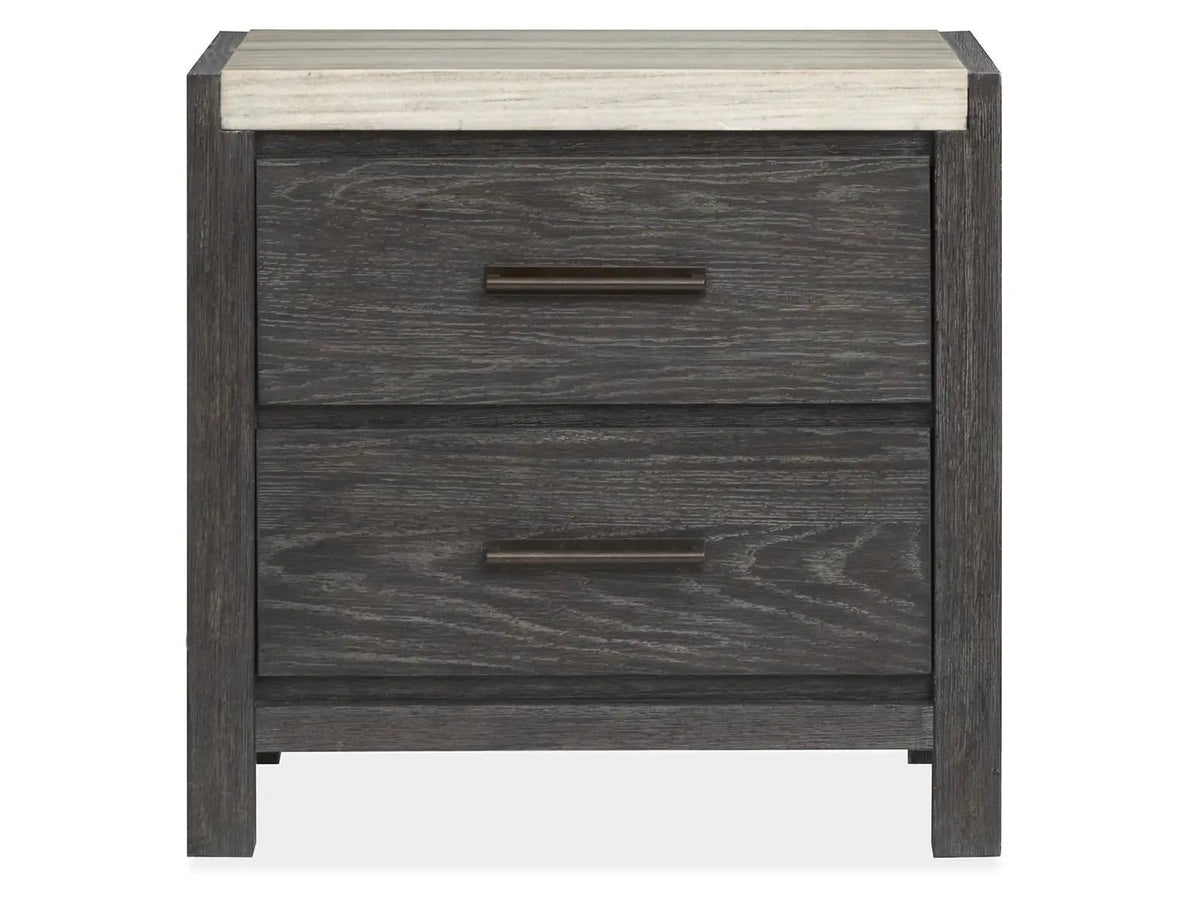 Plum Creek Drawer Nightstand | 2 Pieces | Oak Veneer & Fabric | Bedroom