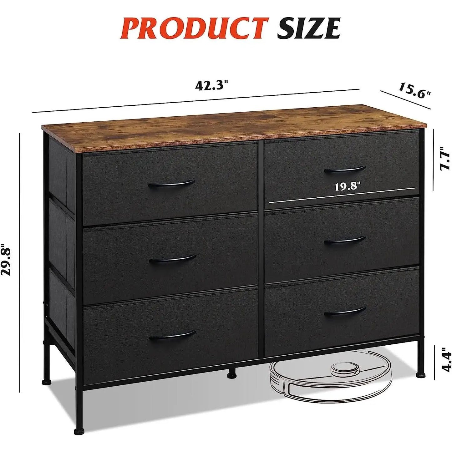 Black Rustic Dresser With TV Stand And Six Drawers from PriceLows™
