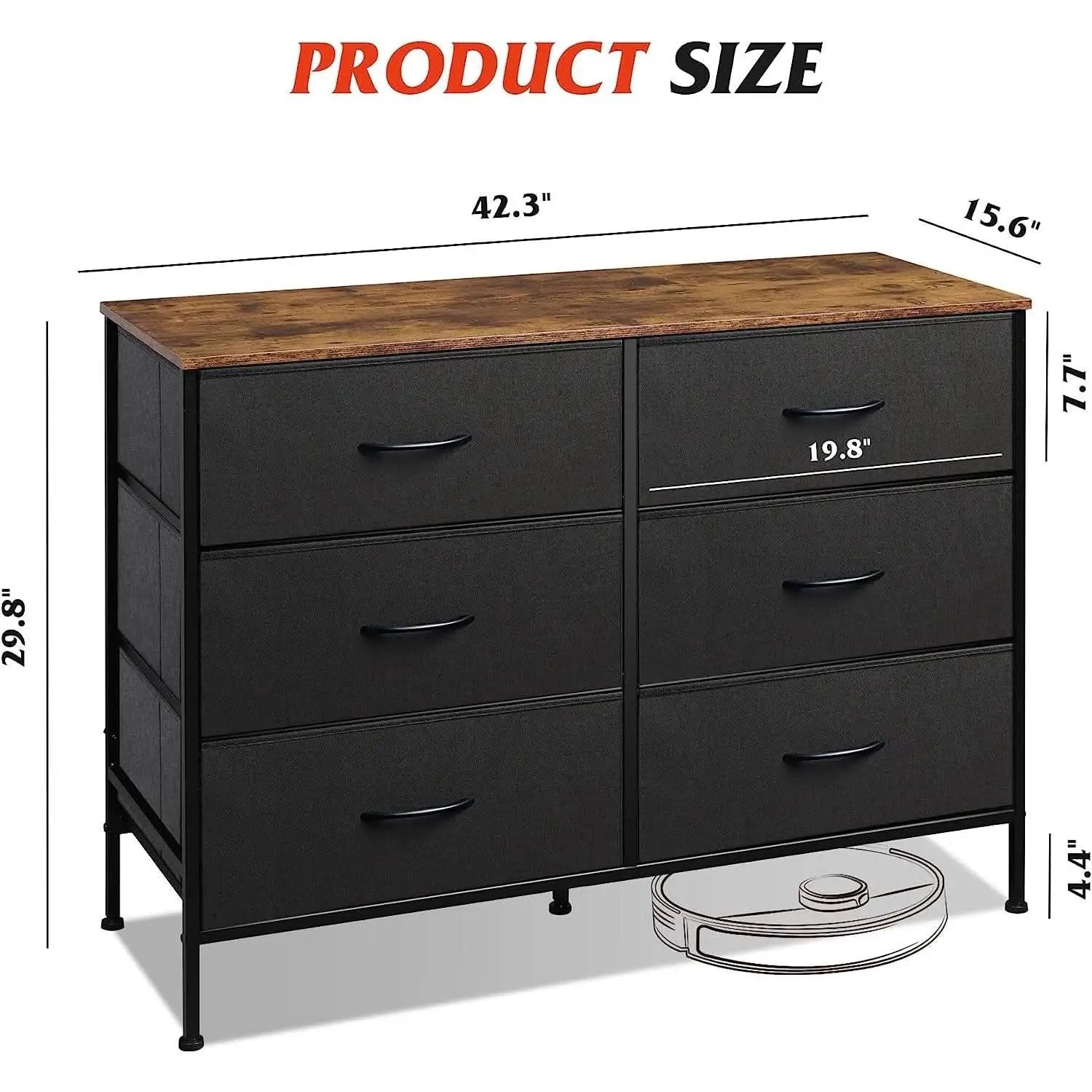 Black Rustic Dresser With TV Stand And Six Drawers from PriceLows™