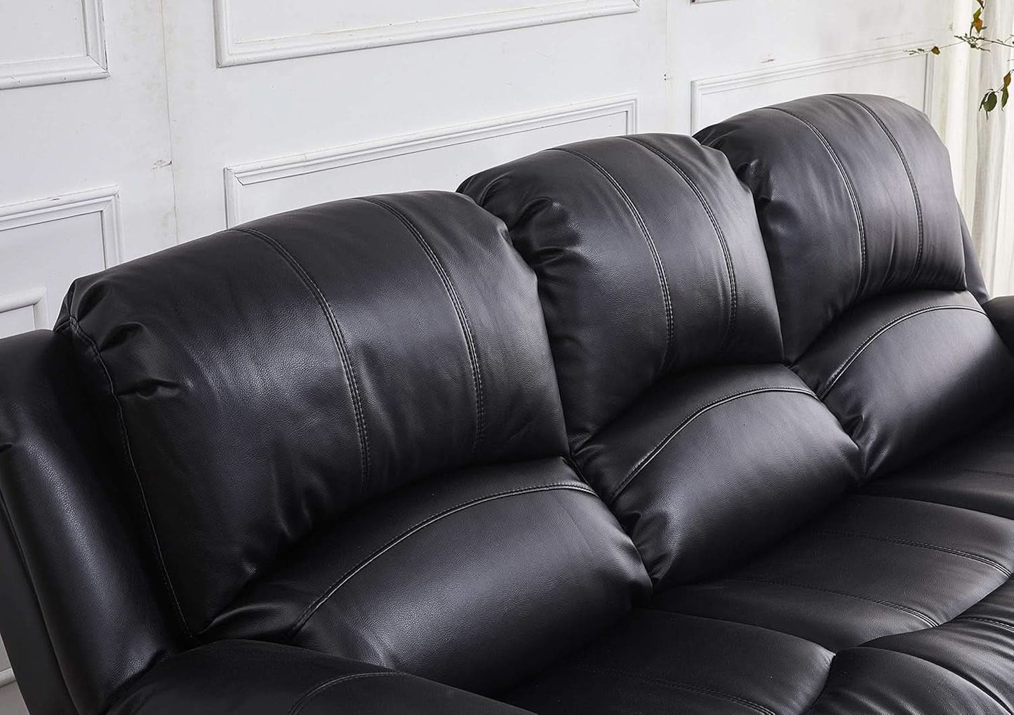 Bonded Leather Reclining Glider Sofa Set Black 3 Piece from PriceLows™