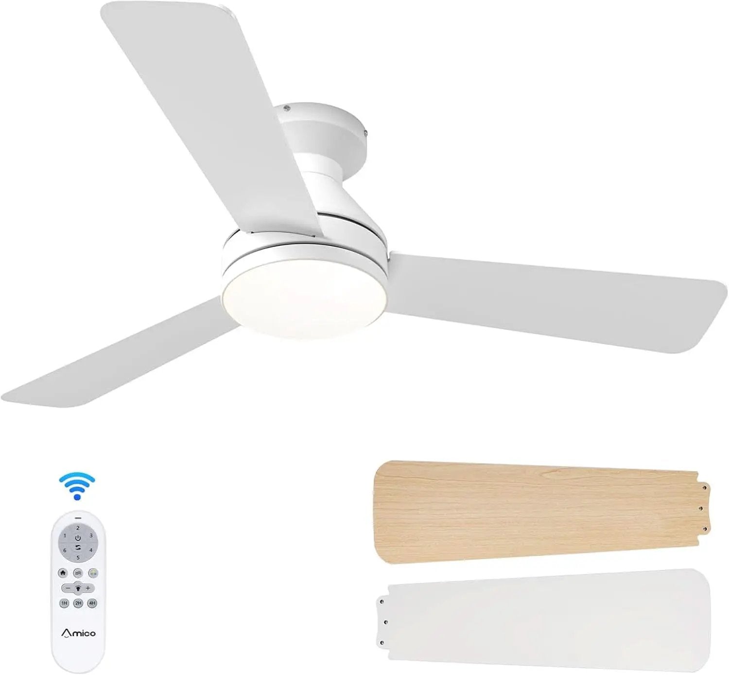 42 Inch White Ceiling Fan With Remote Control And Dimmable Lights from PriceLows™