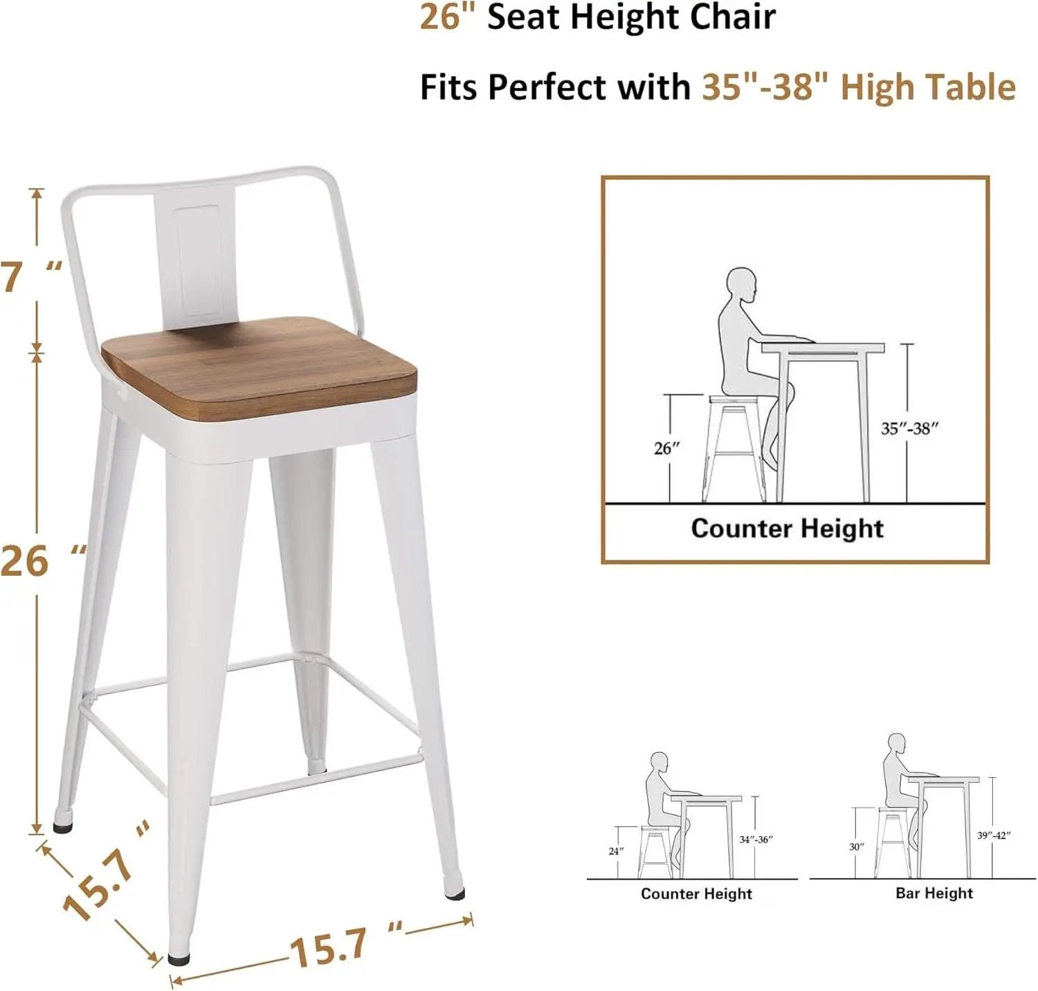 Stylish Set of Four Stackable Counter Height Bar Stools from PriceLows™