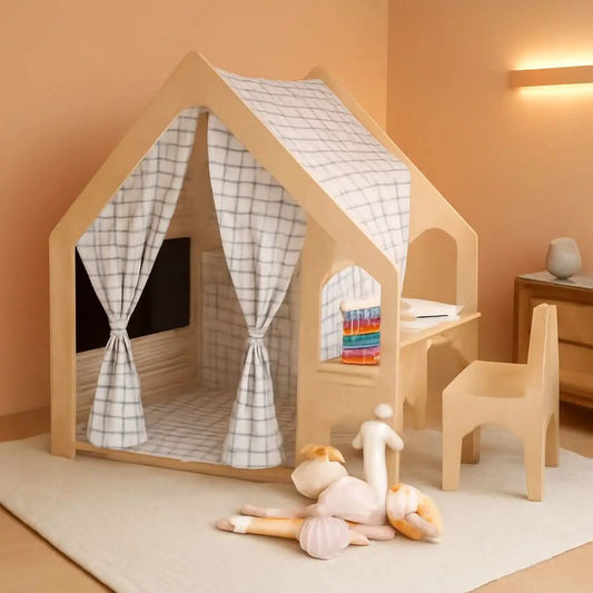 Wooden Montessori Style 5 In 1 Large Playhouse Windowpane from PriceLows™
