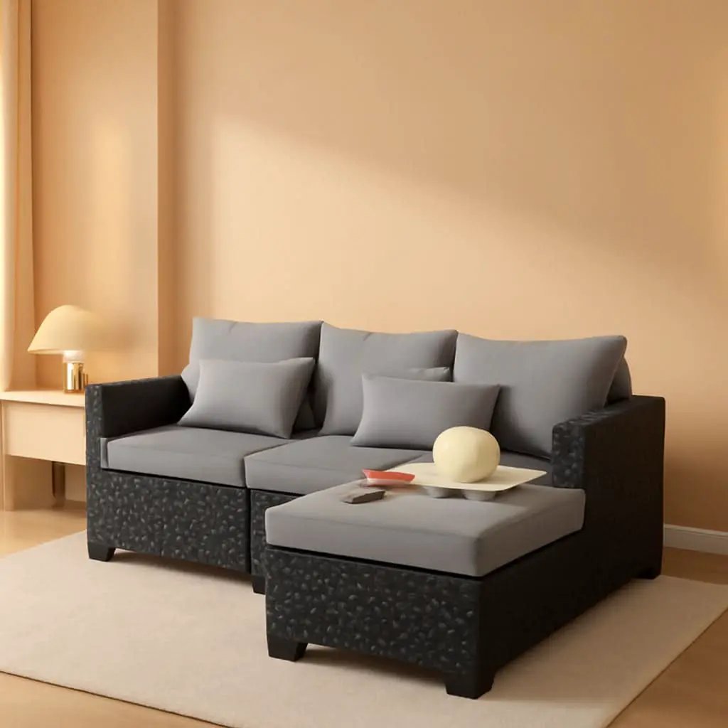 3 Piece Patio Furniture Set Outdoor Sectional With Ottoman And Storage Table Light Grey from PriceLows™