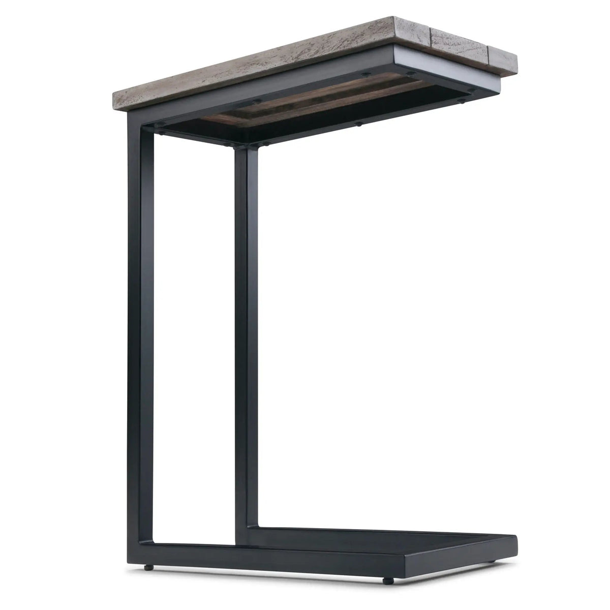 Skyler C-Shaped Side Table | Handcrafted | Powder-Coated Metal Base | Slide-Under Design
