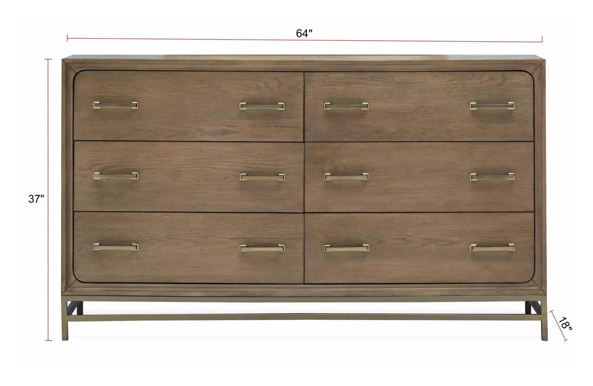 Lindon Double Drawer Dresser | 2 Pieces | Metal & Brass | Bedroom
