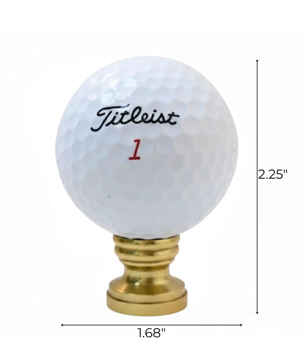 Lamp Finial | Golf Ball Design | Polished Brass Base | 2.25 Inch Height