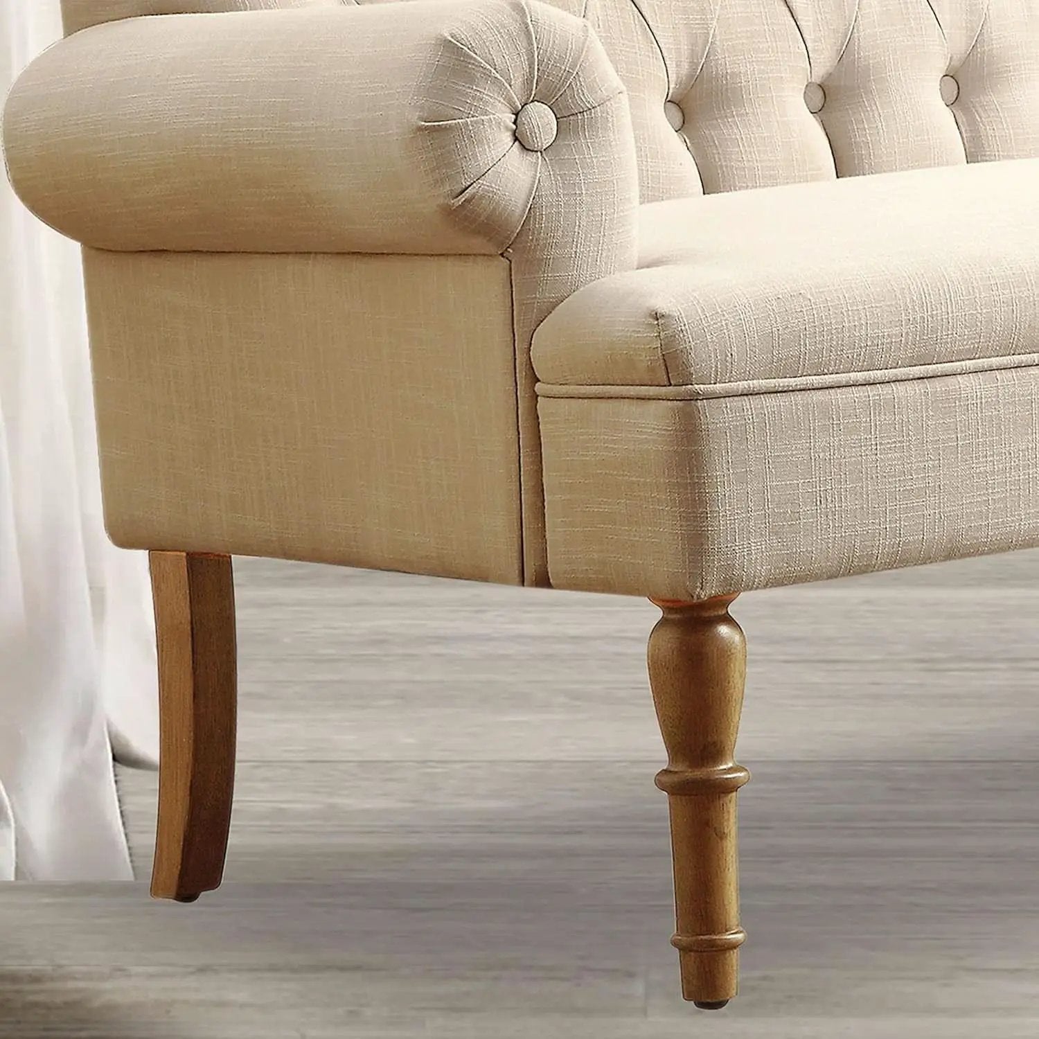 Beige Linen Loveseat Sofa With Sinuous Spring Support from PriceLows™