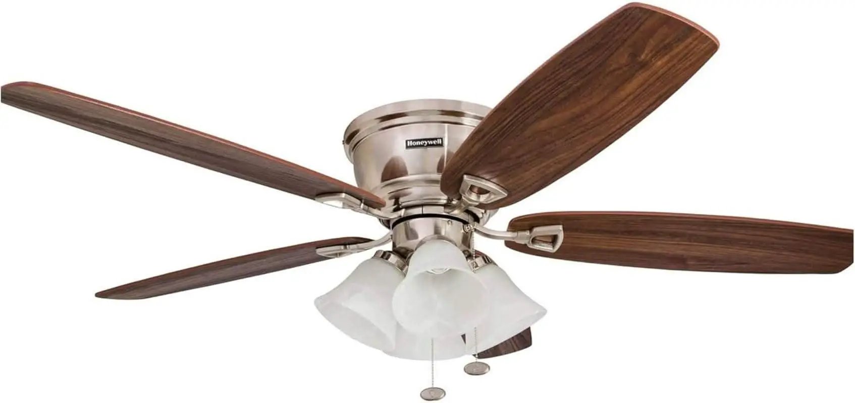 52 Inch Brushed Nickel LED Five Blade Ceiling Fan Light from PriceLows™