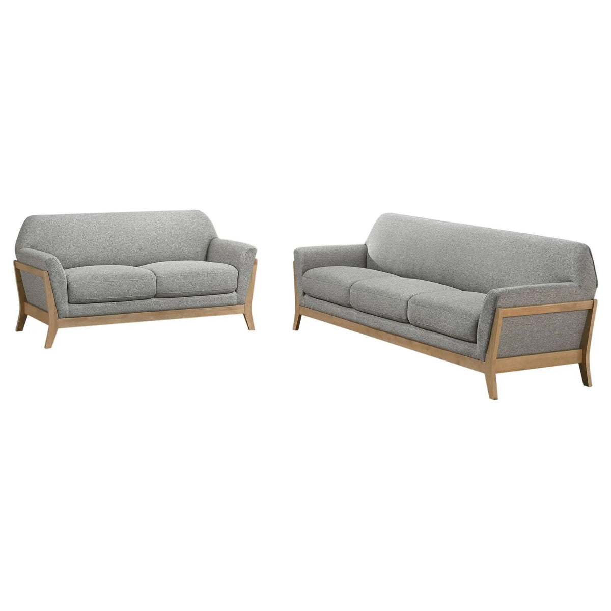 Vaughn 2-piece Fabric Upholstered Flared Arm Sofa Set | 2-Piece Set | Rubberwood & Polyester | Grey