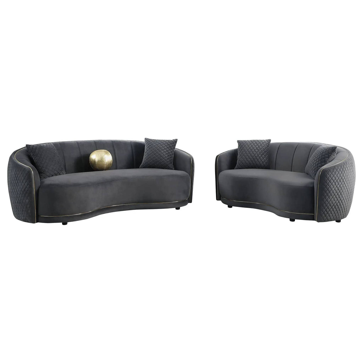 Brookside 2-piece Velvet Upholstered Sofa Set Dark | 2-Piece Set | Velvet | Grey