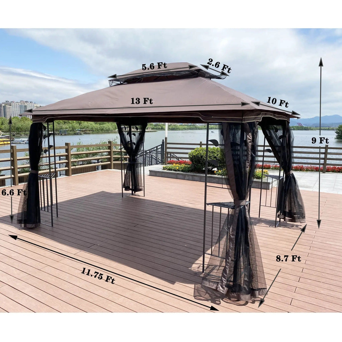 Patio Gazebo Tent With Ventilated Double Roof And Mosquito Net For Backyard Or | 2 Pieces | Steel & Iron | Outdoor Living
