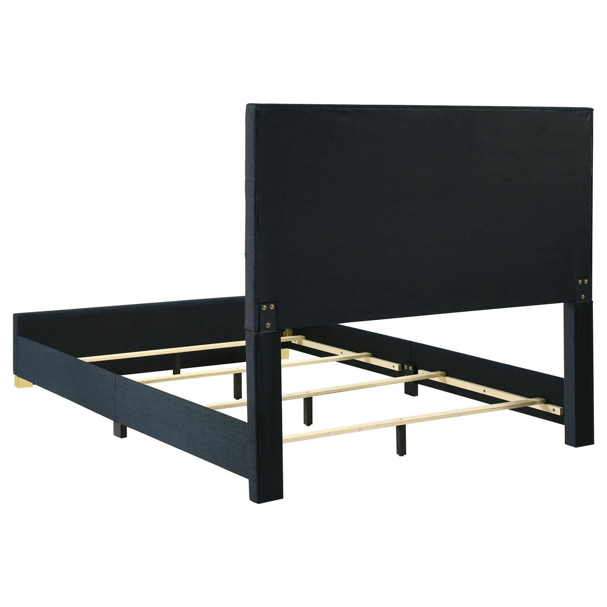 Ines 56-inch Fabric Upholstered Queen Panel Bed | 64.25 x 87.25 x 56.25 in | Fabric & Acrylic | Navy