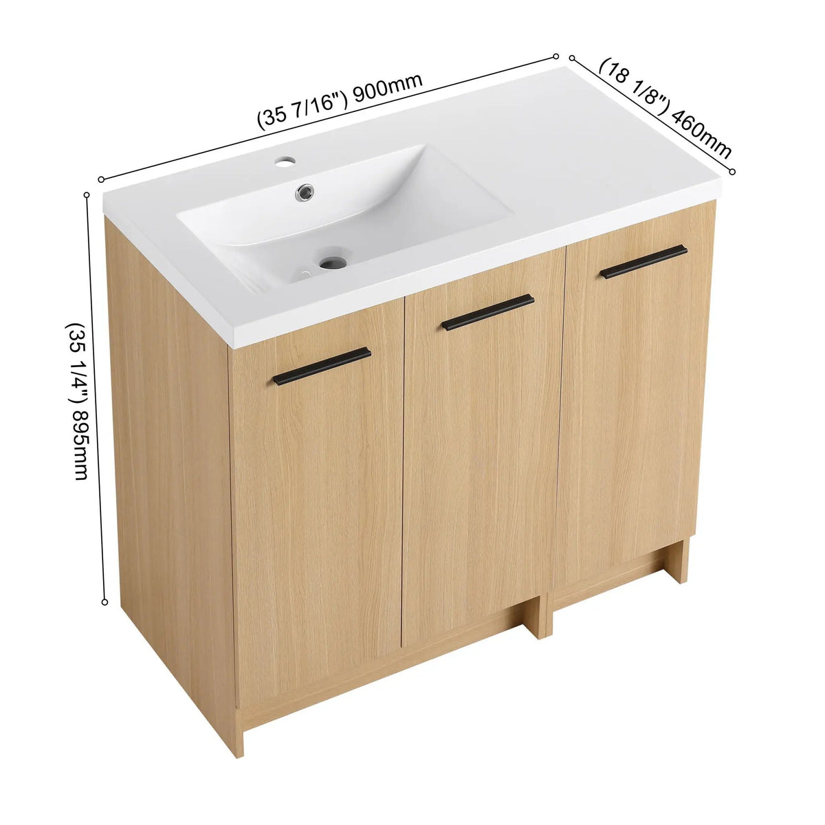 Wall Mounted Floating Bathroom Vanity | 3 Door Modular | Gel Coat Sink