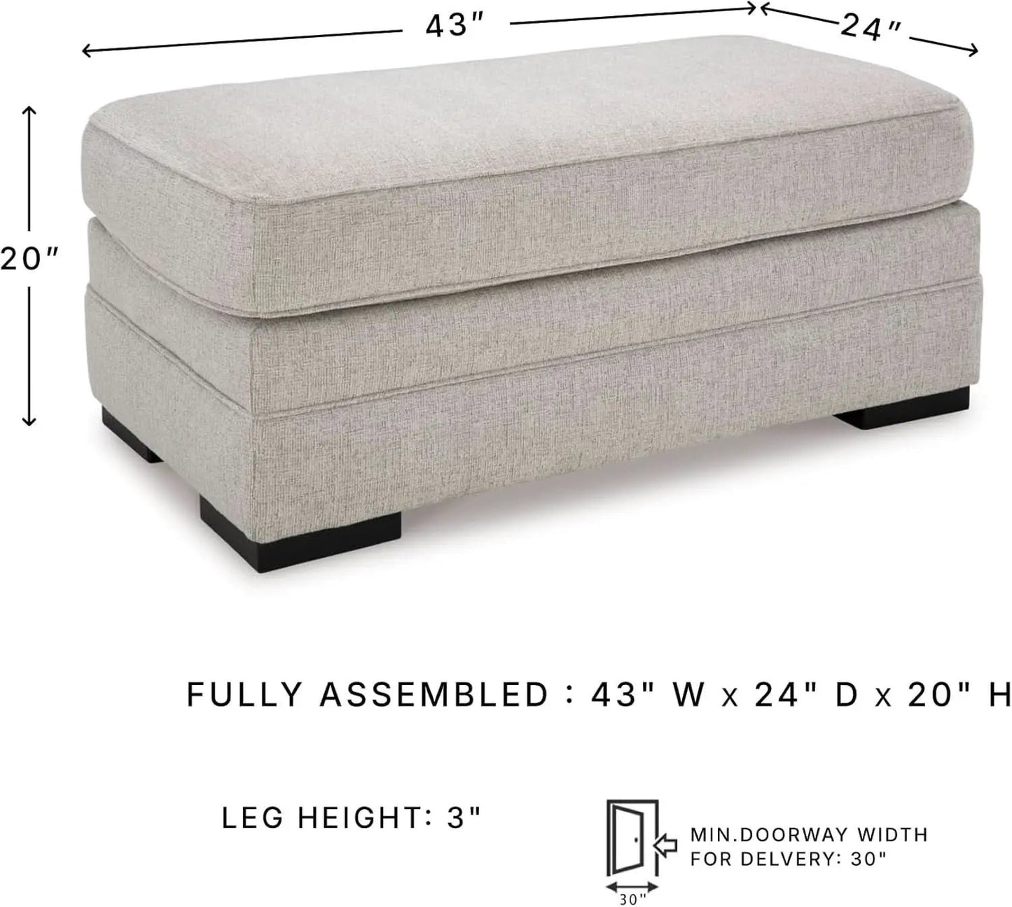 Eastonbridge Upholstered Rectangular Ottoman Light Gray from PriceLows™