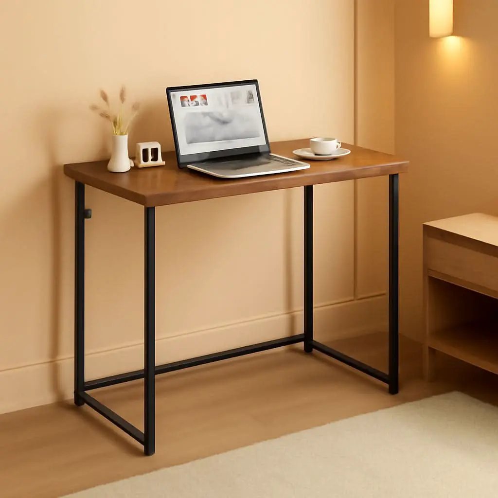 31.5 Inch Folding Computer Desk Space Saving Rustic Walnut from PriceLows™