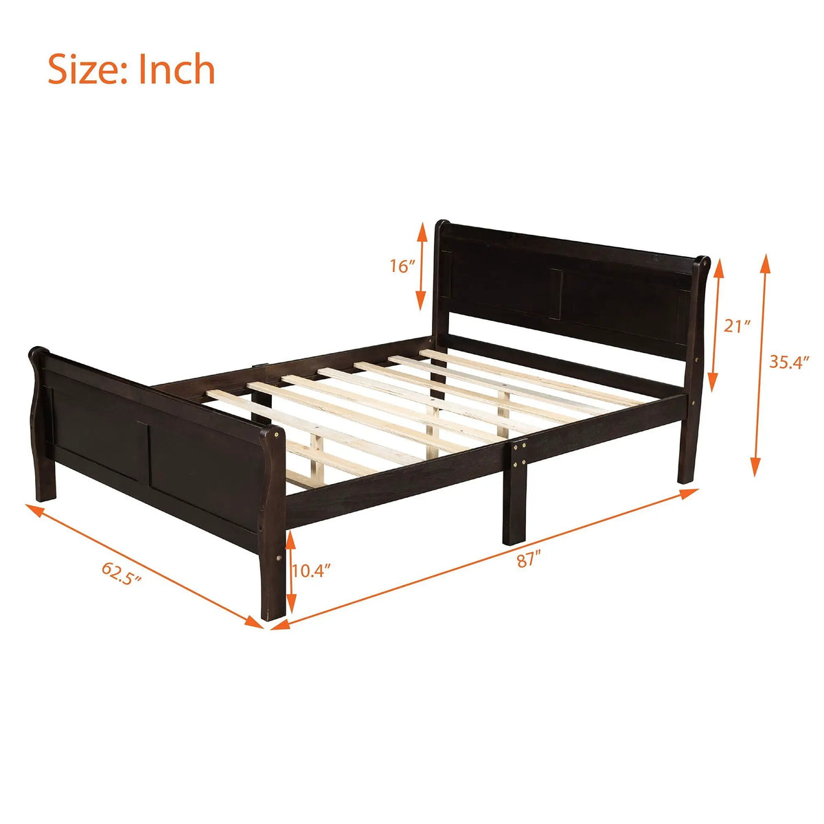 Wood Platform Bed Frame | Headboard Footboard | Wood Slat Support