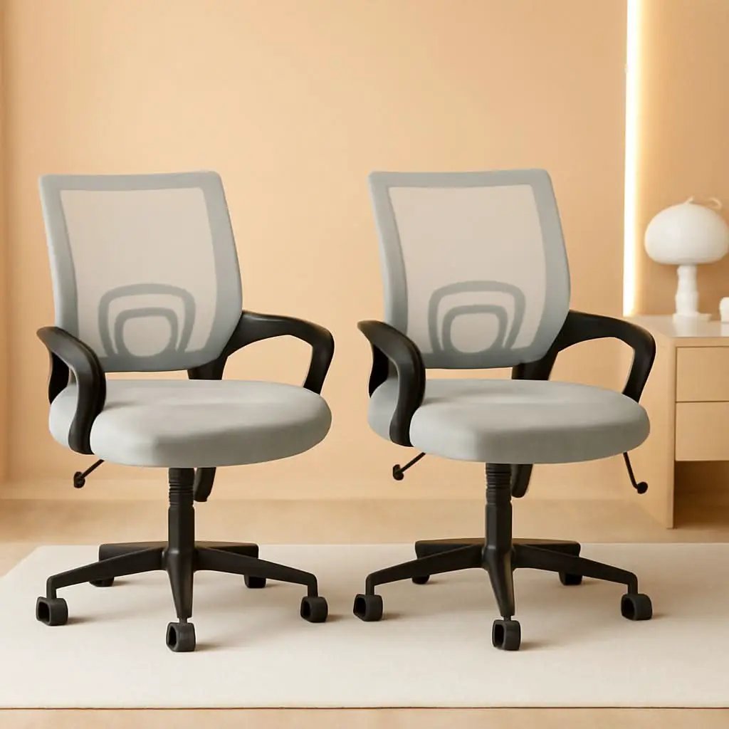 Two Pack Ergonomic Mesh Office Chairs With Lumbar Support And Adjustable Height Swivel Rolling Task Chairs Grey from PriceLows™