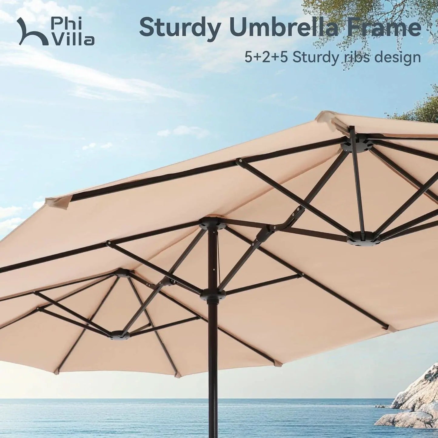 Large Double-Sided Patio Umbrella with Easy Crank System from PriceLows™